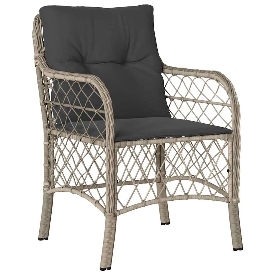 Ensemble à manger de jardin et coussins 9 pcs gris clair rotin - 3