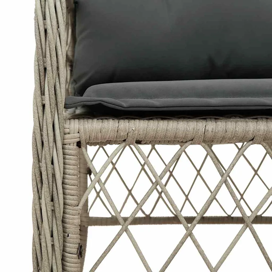 Ensemble à manger de jardin et coussins 9 pcs gris clair rotin - 5