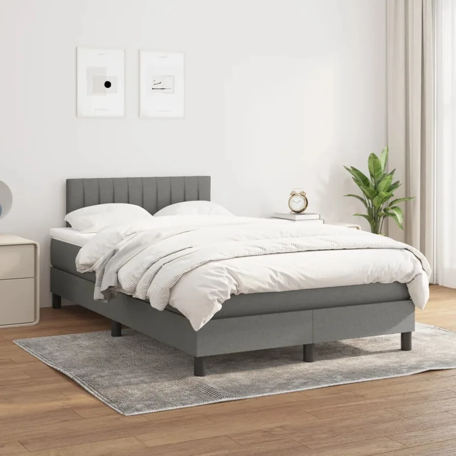 Sommier à lattes de lit avec matelas gris foncé 120x190cm tissu - 3