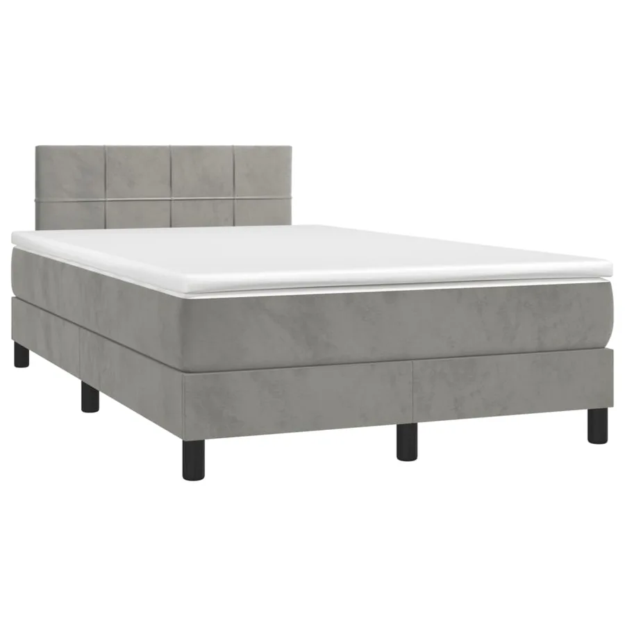 Sommier à lattes de lit et matelas gris clair 120x190cm velours - 2