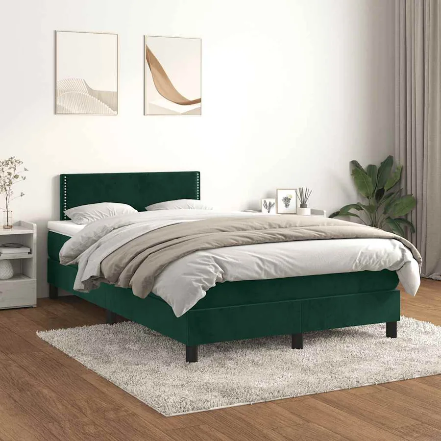 Sommier à lattes de lit avec matelas vert foncé 120x190 cm - 3