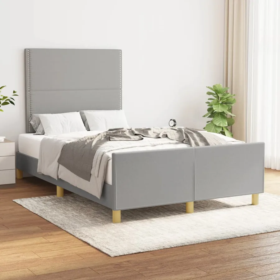 Cadre de lit sans matelas gris clair 120x190 cm tissu - 2