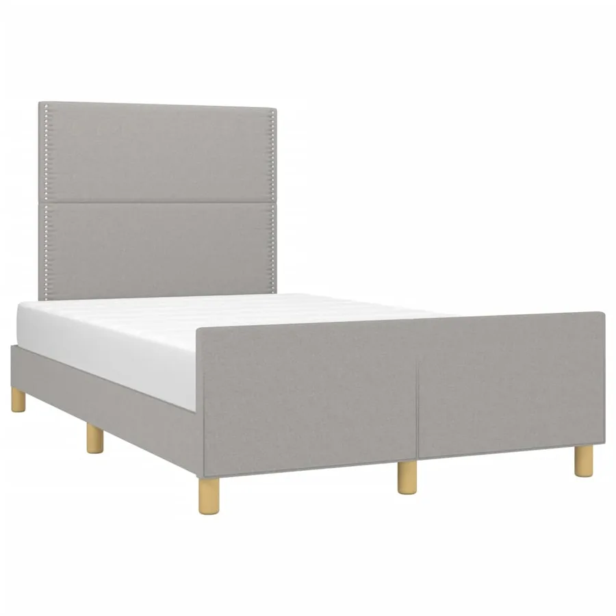 Cadre de lit sans matelas gris clair 120x190 cm tissu - 4