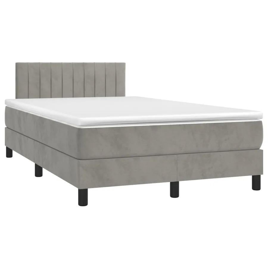 Sommier à lattes de lit et matelas gris clair 120x190cm velours - 2