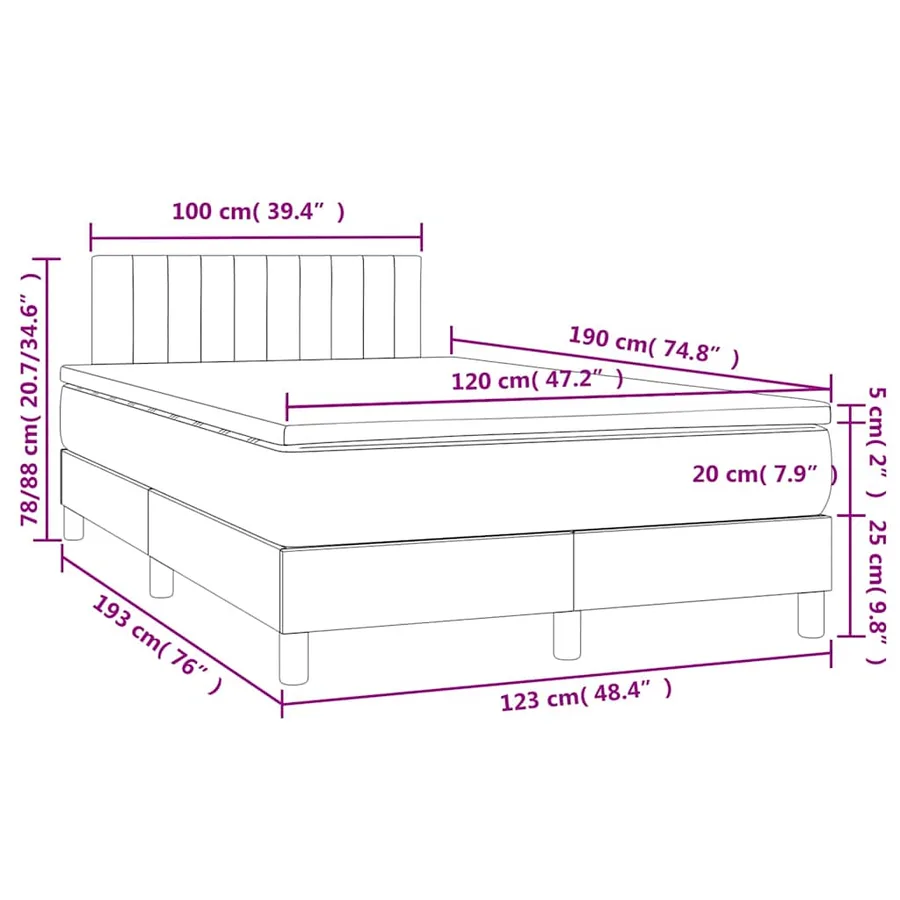 Sommier à lattes de lit avec matelas LED gris clair 120x190 cm - 11