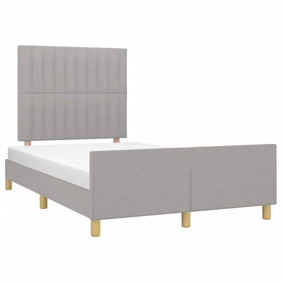 Cadre de lit sans matelas gris clair 120x190 cm tissu - 4
