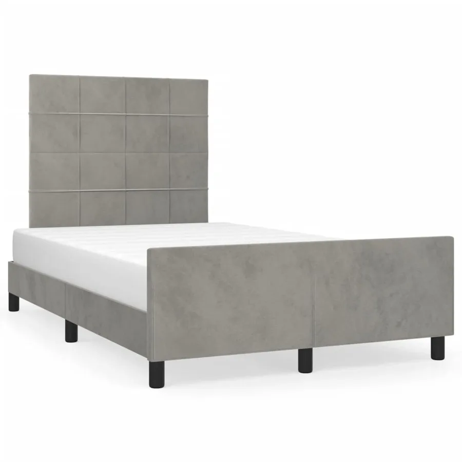Cadre de lit sans matelas gris clair 120x190 cm velours - 2