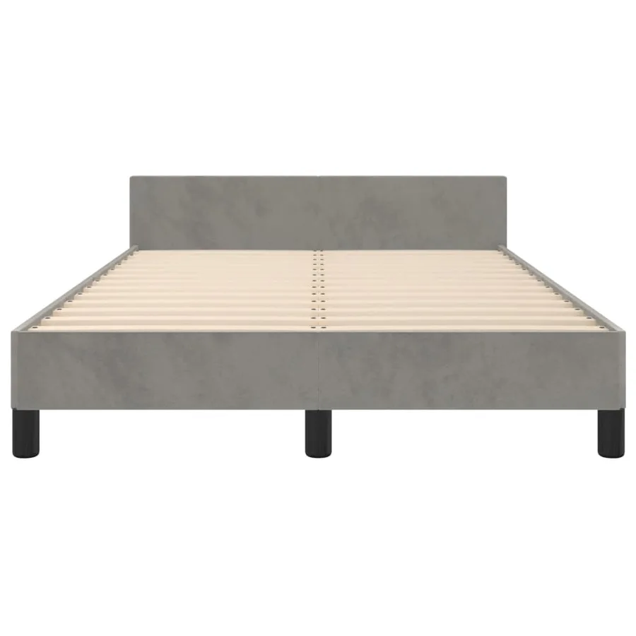 Cadre de lit sans matelas gris clair 120x190 cm velours - 6