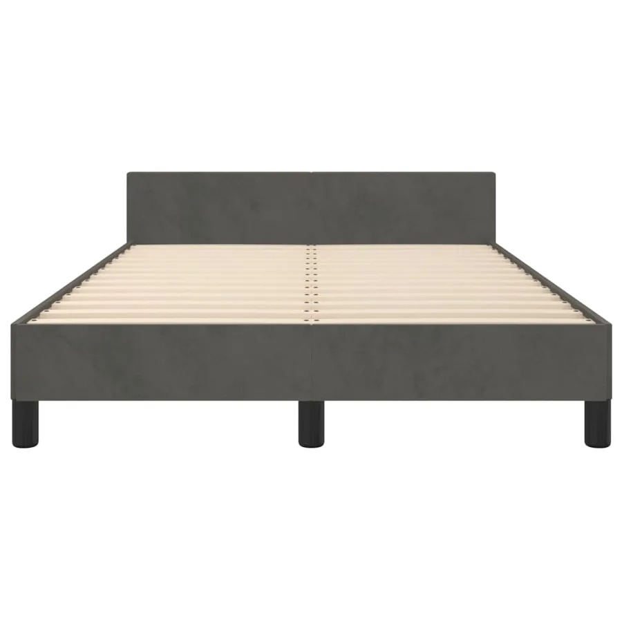 Cadre de lit sans matelas gris foncé 120x190 cm velours - 6