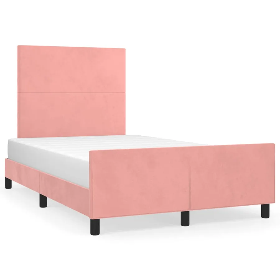 Cadre de lit sans matelas rose 120x190 cm velours - 2