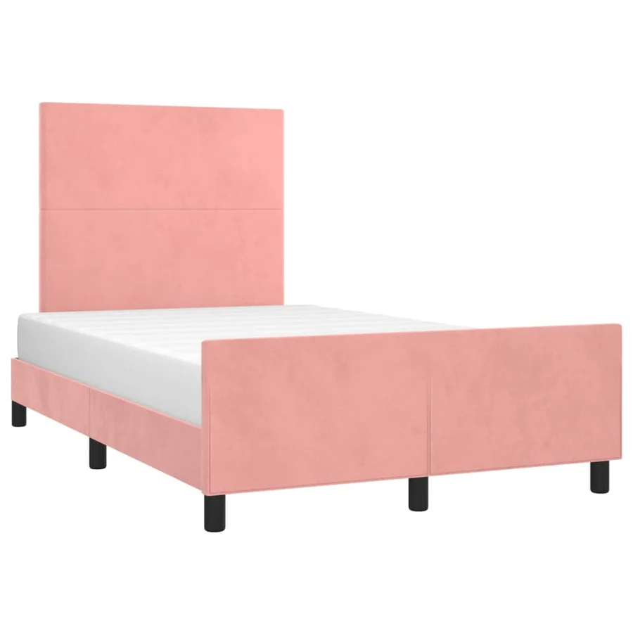 Cadre de lit sans matelas rose 120x190 cm velours - 4