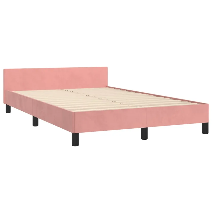 Cadre de lit sans matelas rose 120x190 cm velours - 5