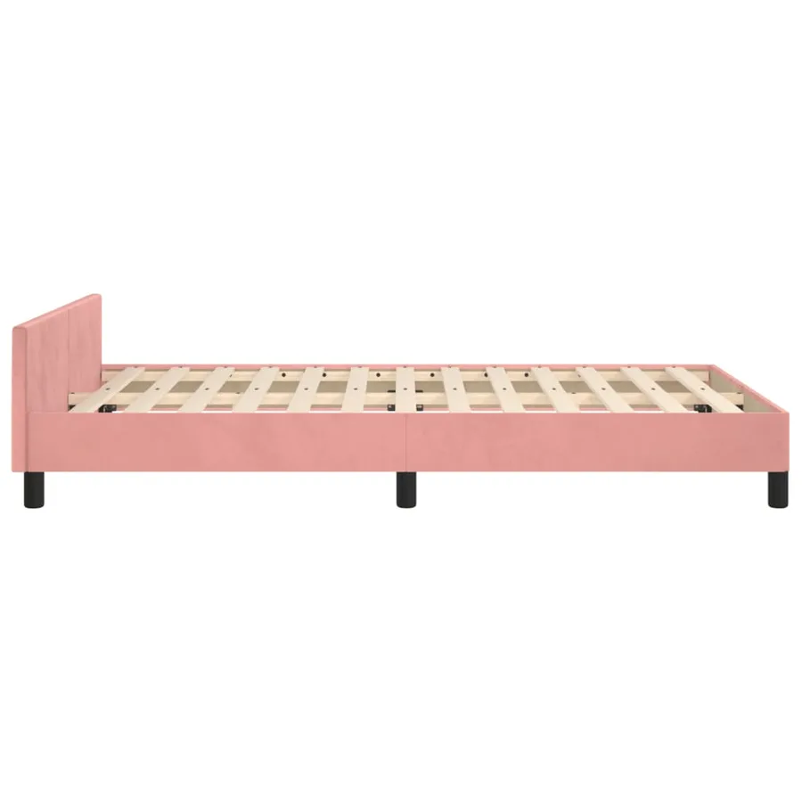Cadre de lit sans matelas rose 120x190 cm velours - 7