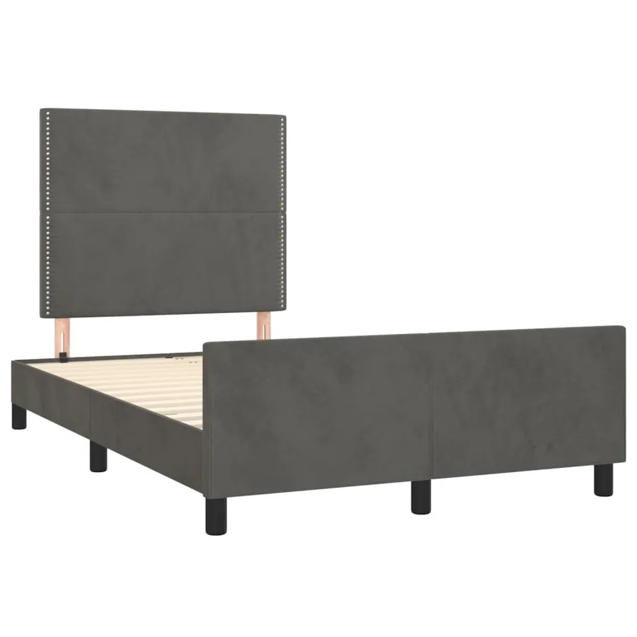 Cadre de lit sans matelas gris foncé 120x190 cm velours - 3