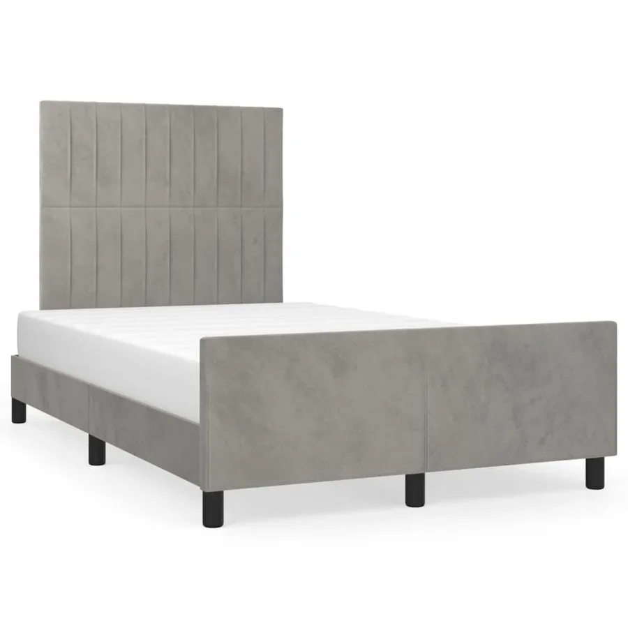 Cadre de lit sans matelas gris clair 120x190 cm velours - 2