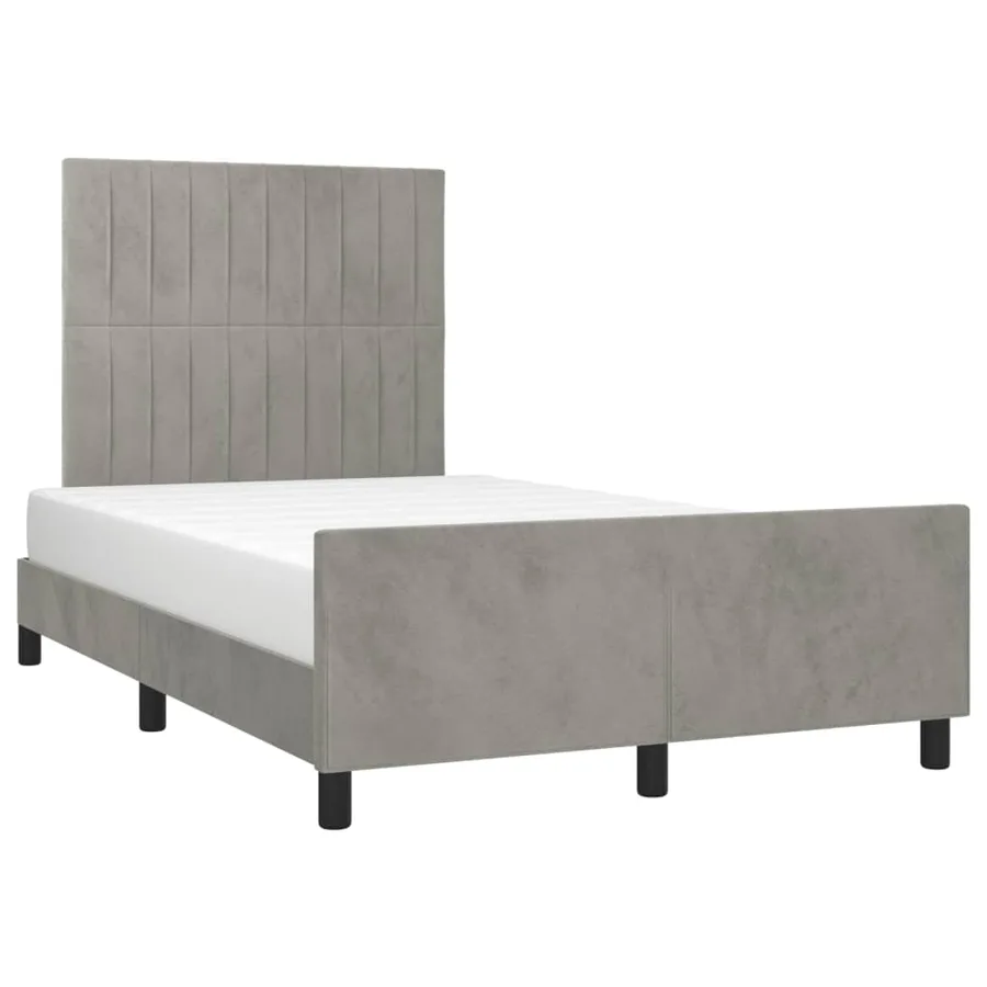 Cadre de lit sans matelas gris clair 120x190 cm velours - 4