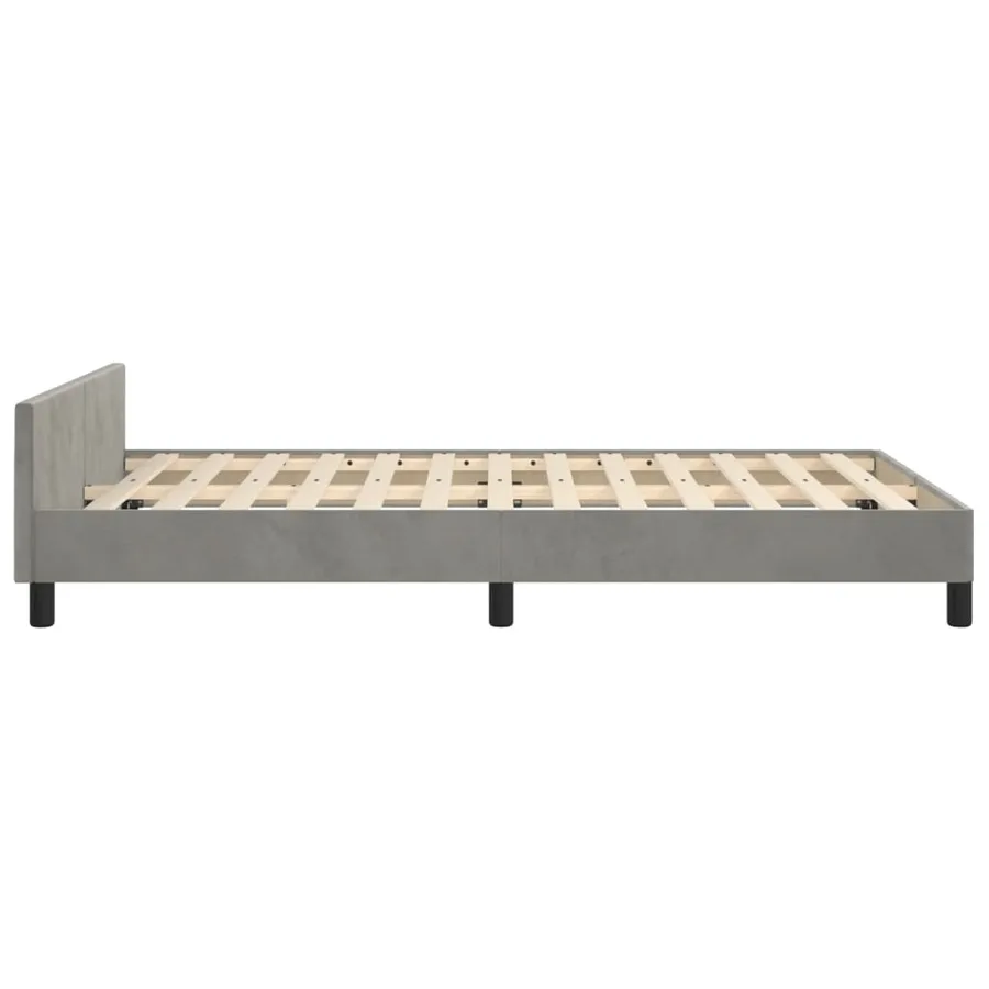 Cadre de lit sans matelas gris clair 120x190 cm velours - 7