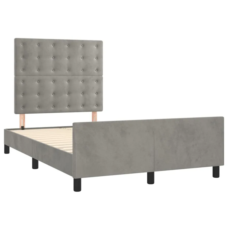 Cadre de lit sans matelas gris clair 120x190 cm velours - 3