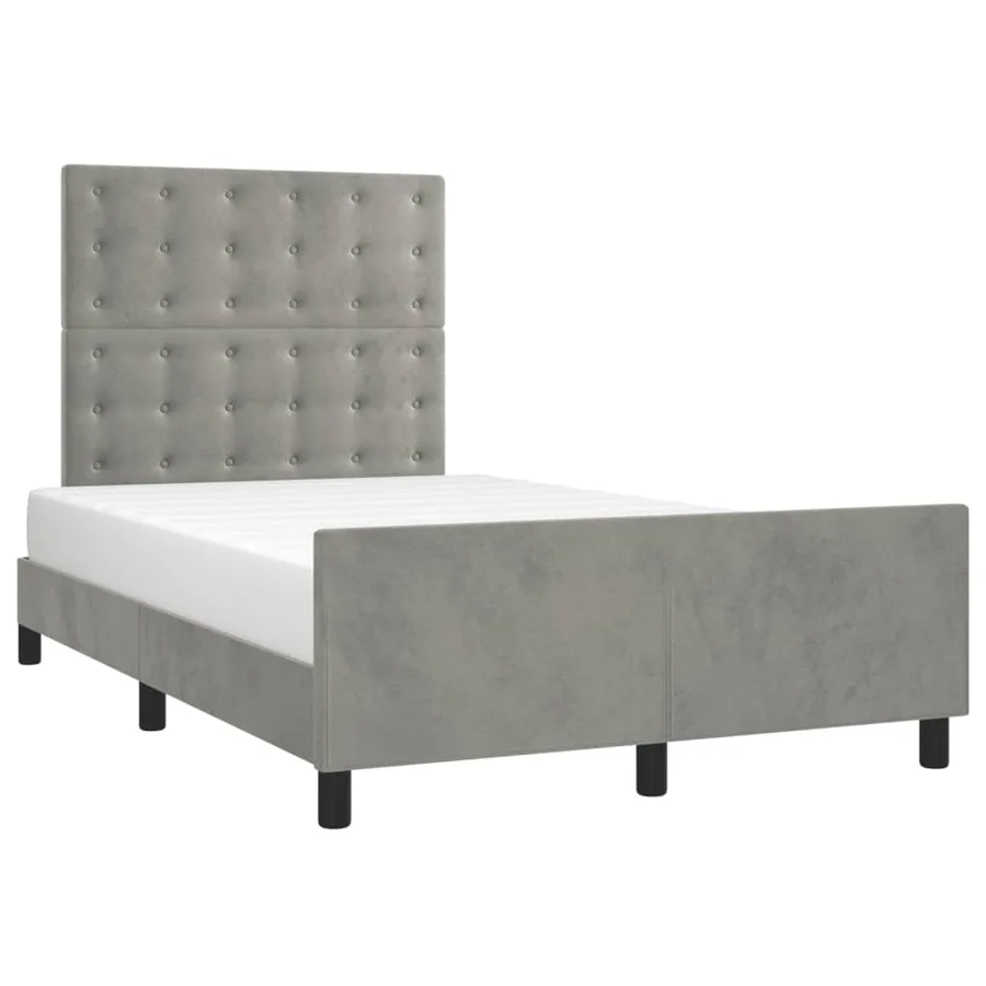 Cadre de lit sans matelas gris clair 120x190 cm velours - 4