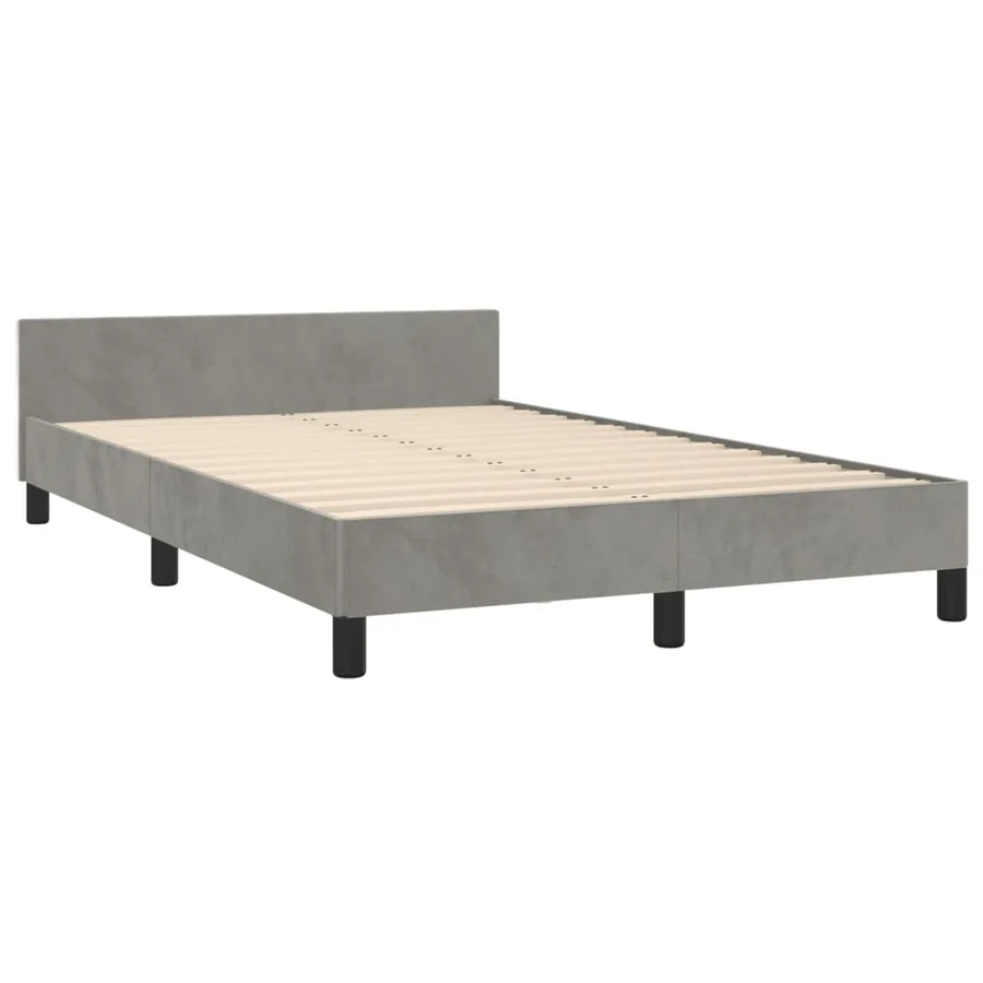 Cadre de lit sans matelas gris clair 120x190 cm velours - 5