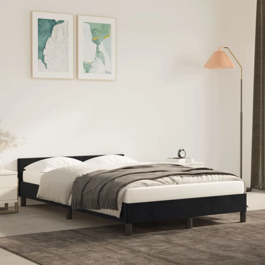 Cadre de lit sans matelas noir 120x190 cm velours