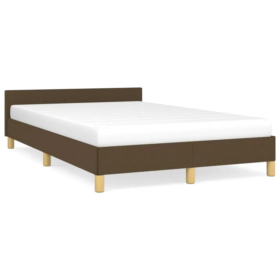 Cadre de lit sans matelas marron foncé 120x190 cm tissu - 2