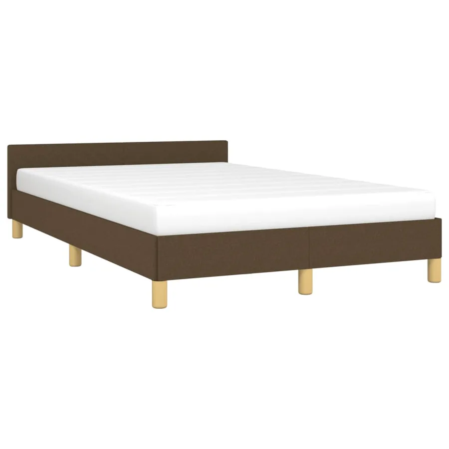 Cadre de lit sans matelas marron foncé 120x190 cm tissu - 4