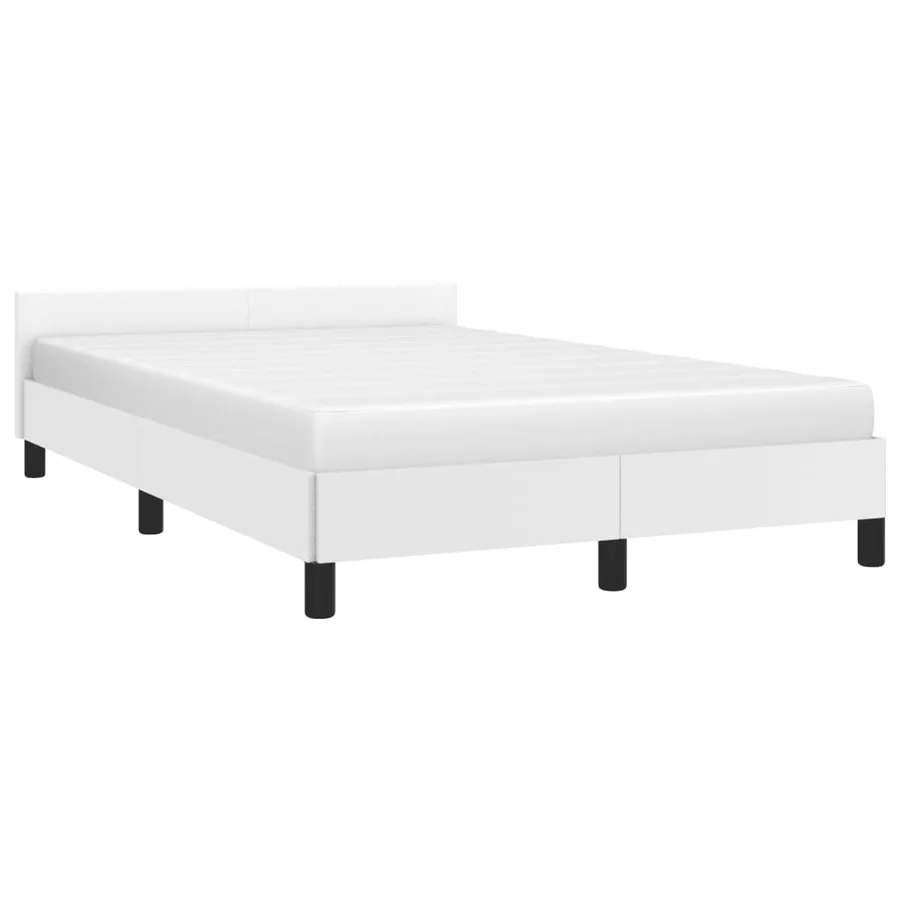 Cadre de lit sans matelas blanc 120x190 cm similicuir - 4
