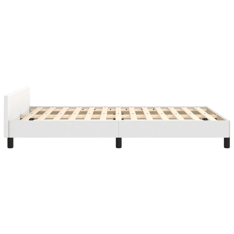 Cadre de lit sans matelas blanc 120x190 cm similicuir - 6