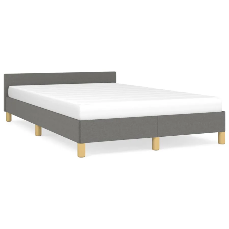 Cadre de lit sans matelas gris foncé 120x190 cm tissu - 2