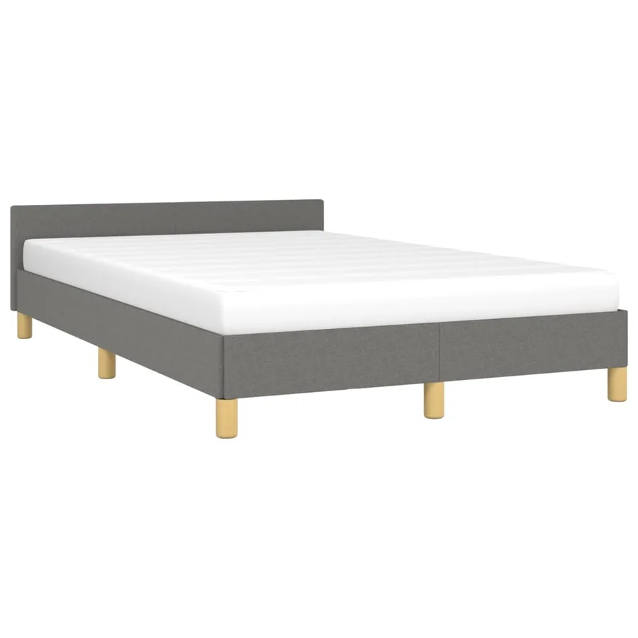 Cadre de lit sans matelas gris foncé 120x190 cm tissu - 4