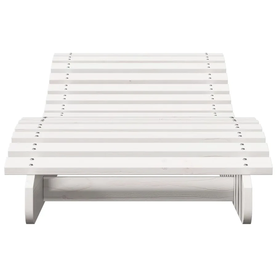 Chaise longue blanc 205x60x31,5 cm bois massif de pin - 4