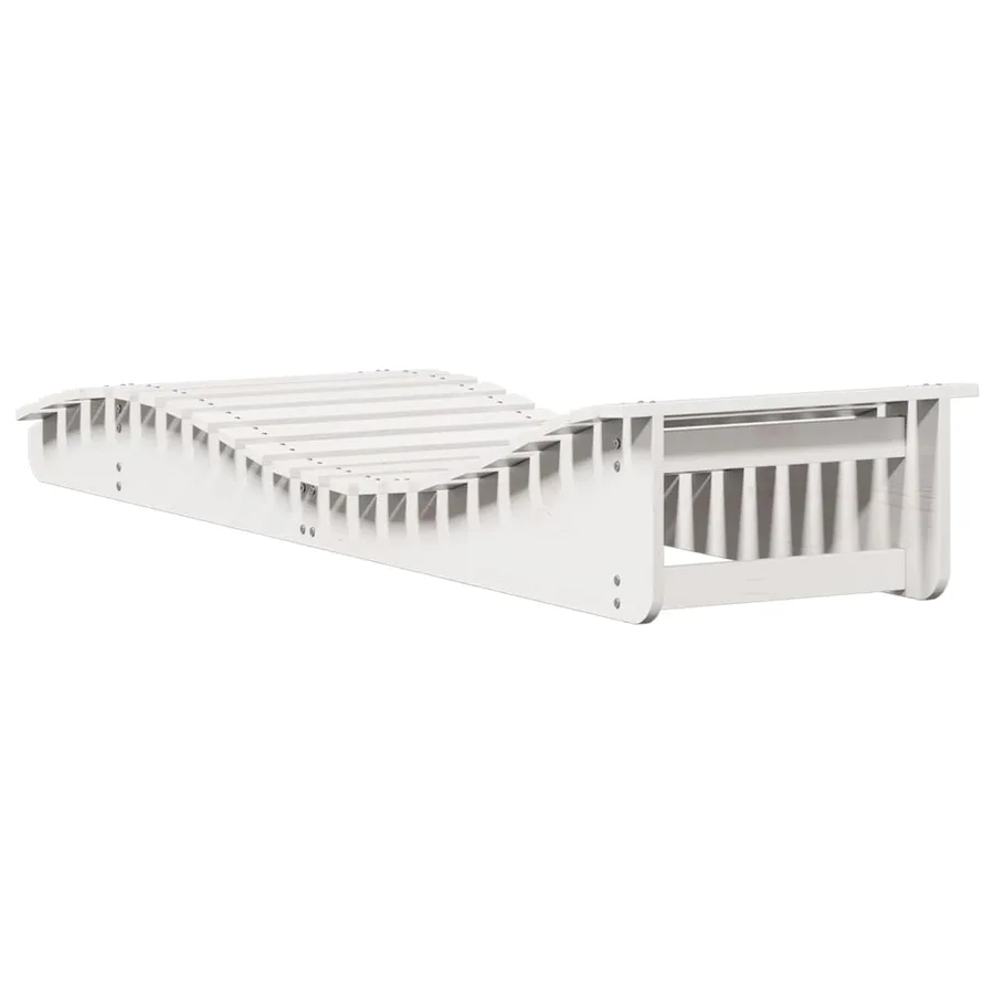 Chaise longue blanc 205x60x31,5 cm bois massif de pin - 6