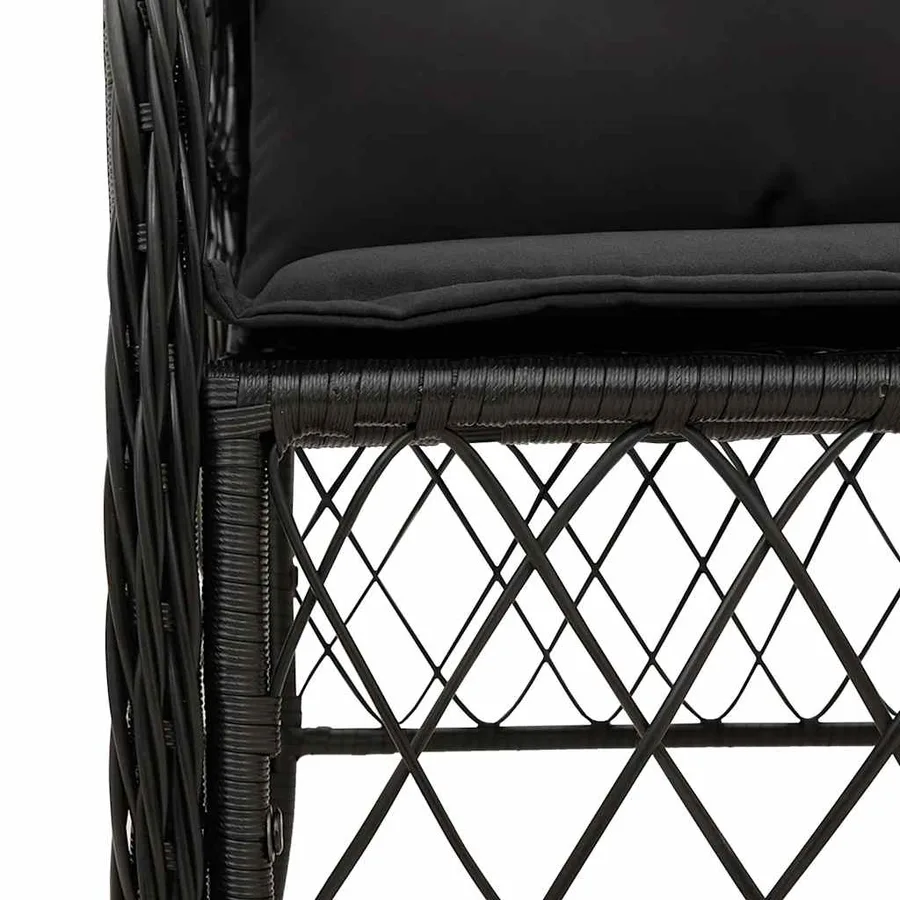 Ensemble à manger de jardin 9pcs coussins noir résine tressée - 5