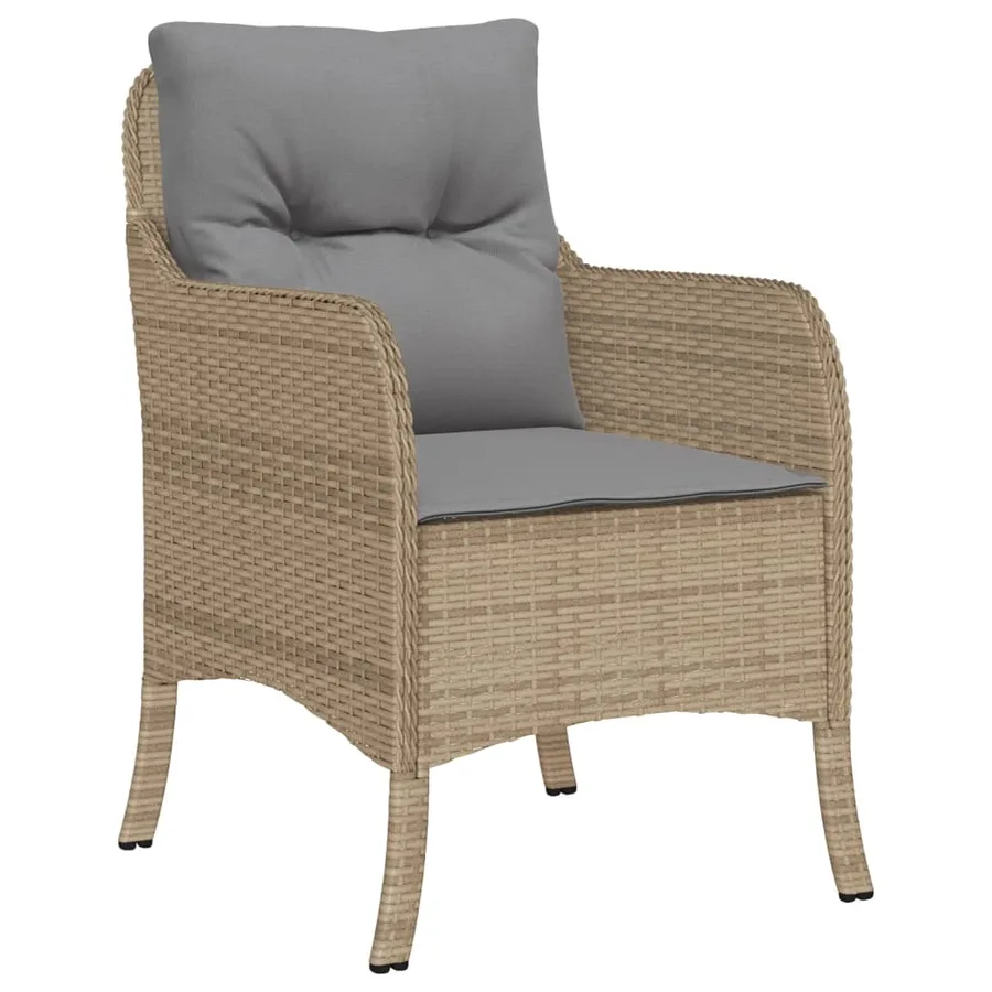 Ensemble à manger de jardin et coussins 7 pcs beige poly rotin - 3