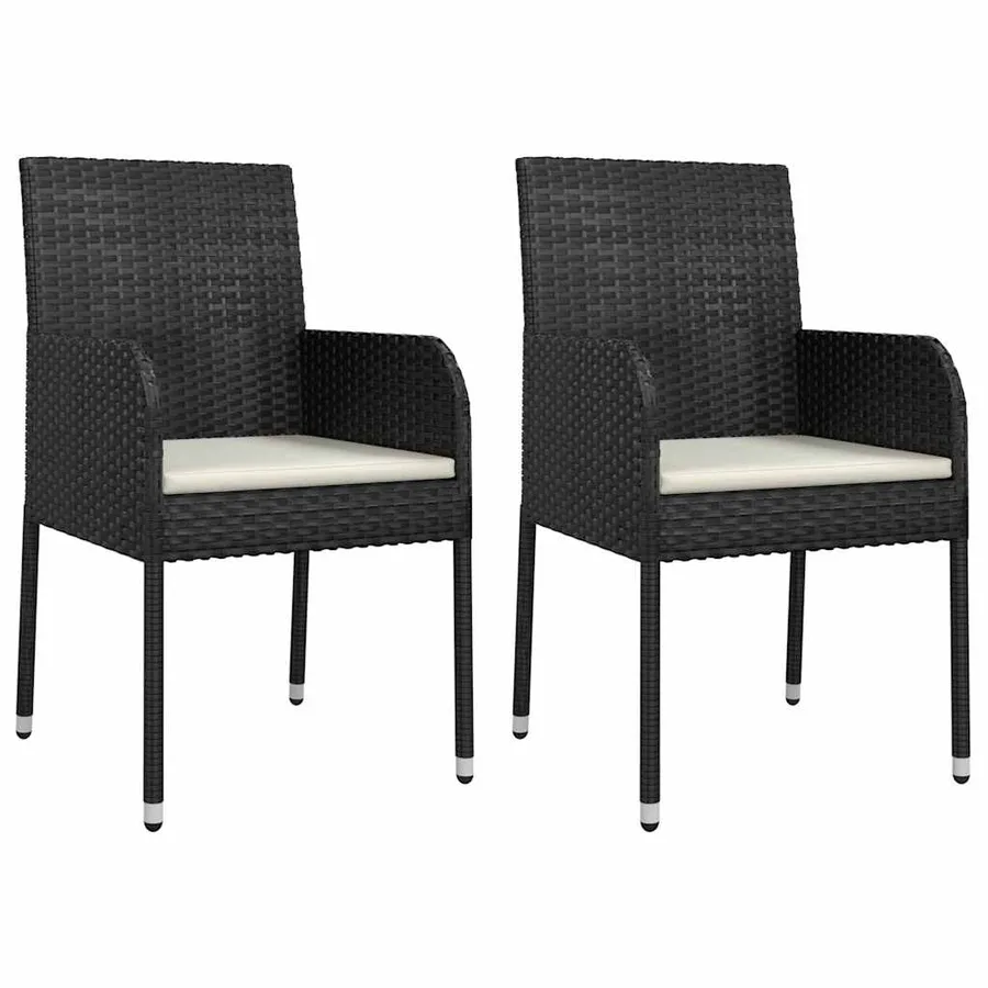 Ensemble à manger de jardin 9pcs coussins noir résine tressée - 3
