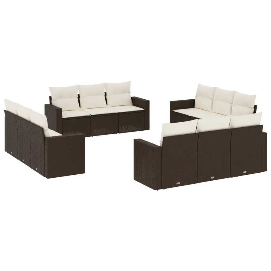 Salon de jardin avec coussins 12 pcs marron résine tressée - 2