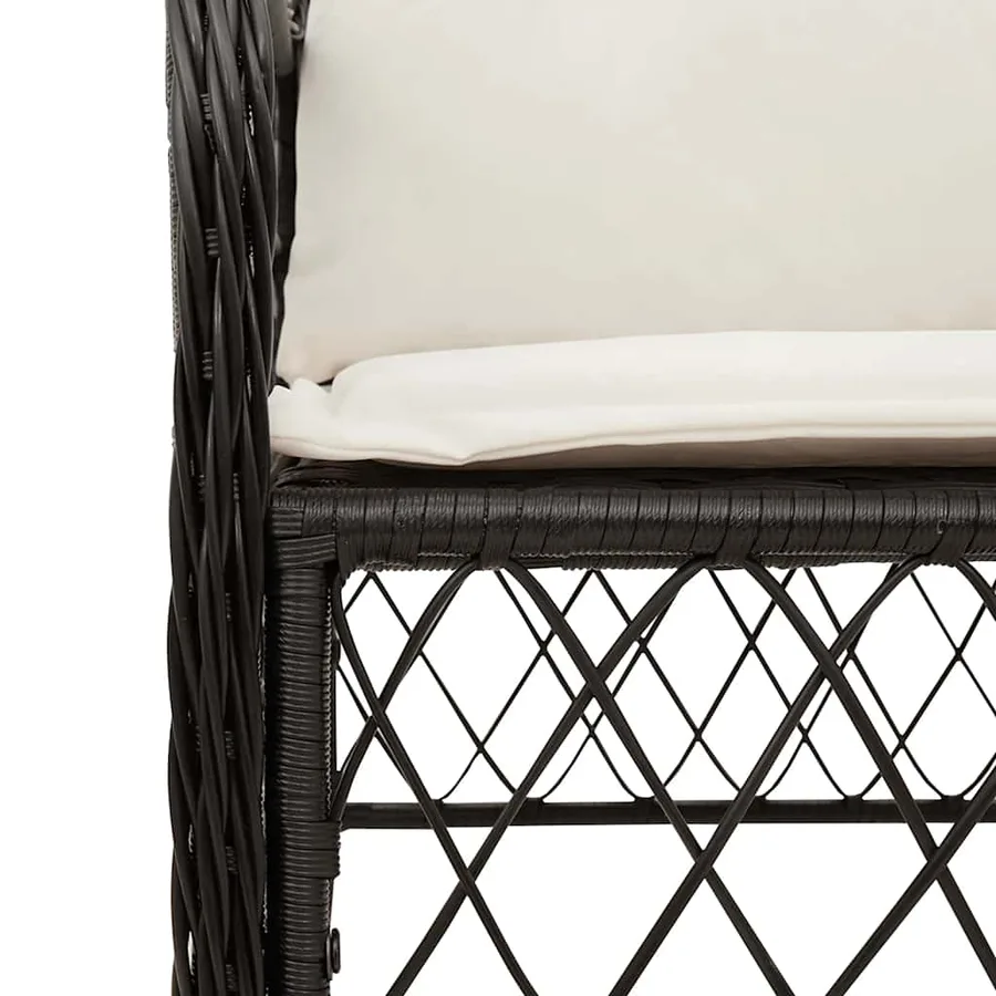 Ensemble à manger de jardin 9pcs coussins noir résine tressée - 5