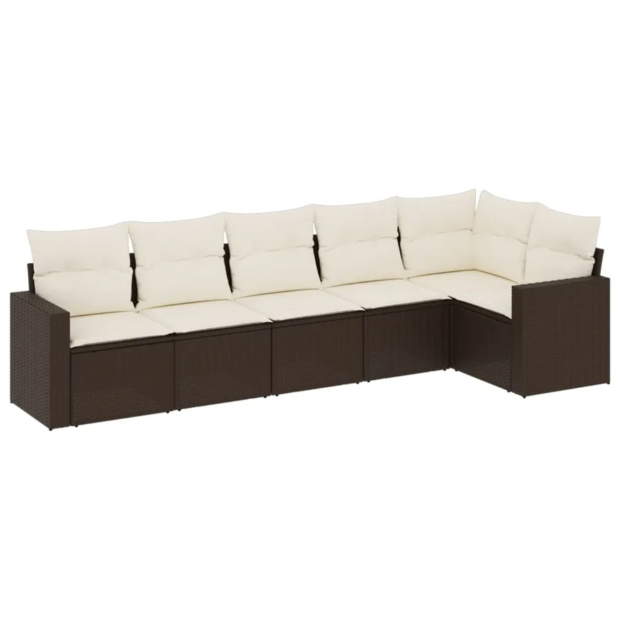 Salon de jardin avec coussins 6 pcs marron résine tressée - 2