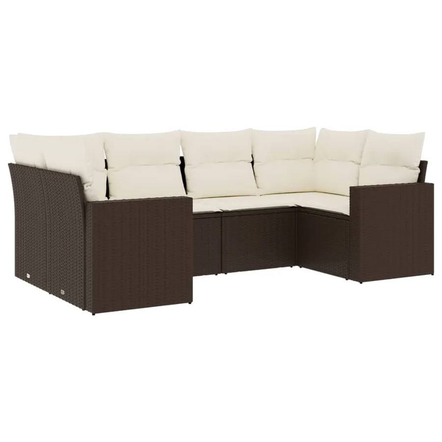 Salon de jardin avec coussins 6 pcs marron résine tressée - 2