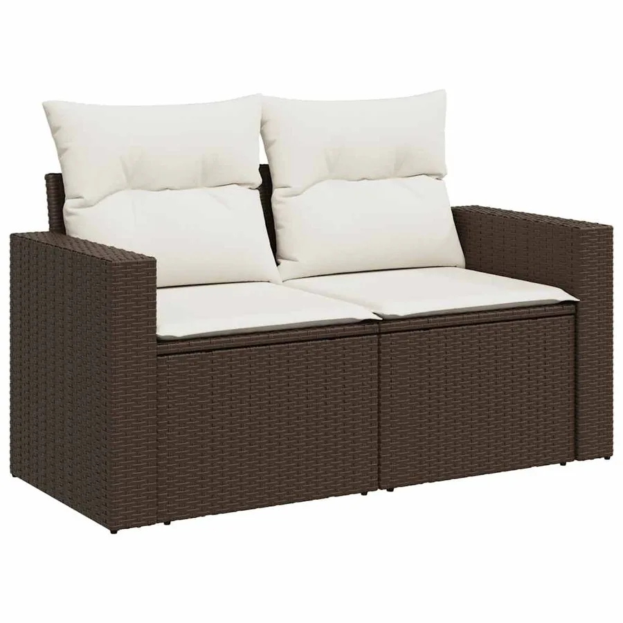Salon de jardin 10 pcs avec coussins marron résine tressée - 5