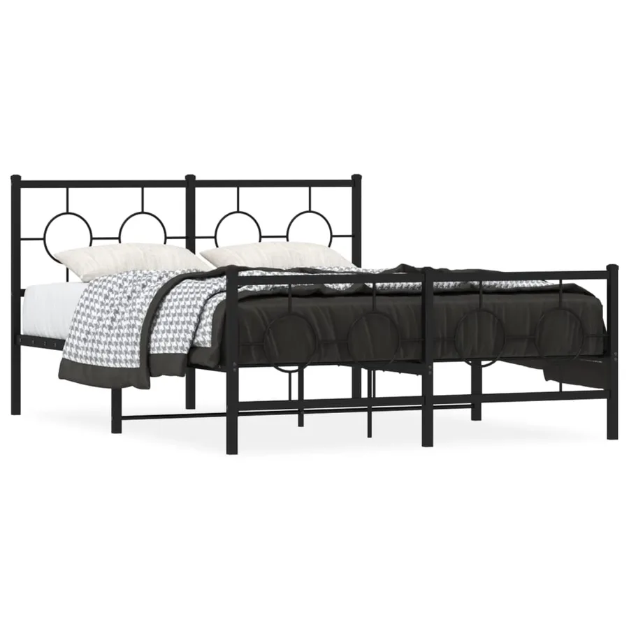 Cadre de lit métal sans matelas avec pied de lit noir 140x200cm - 2