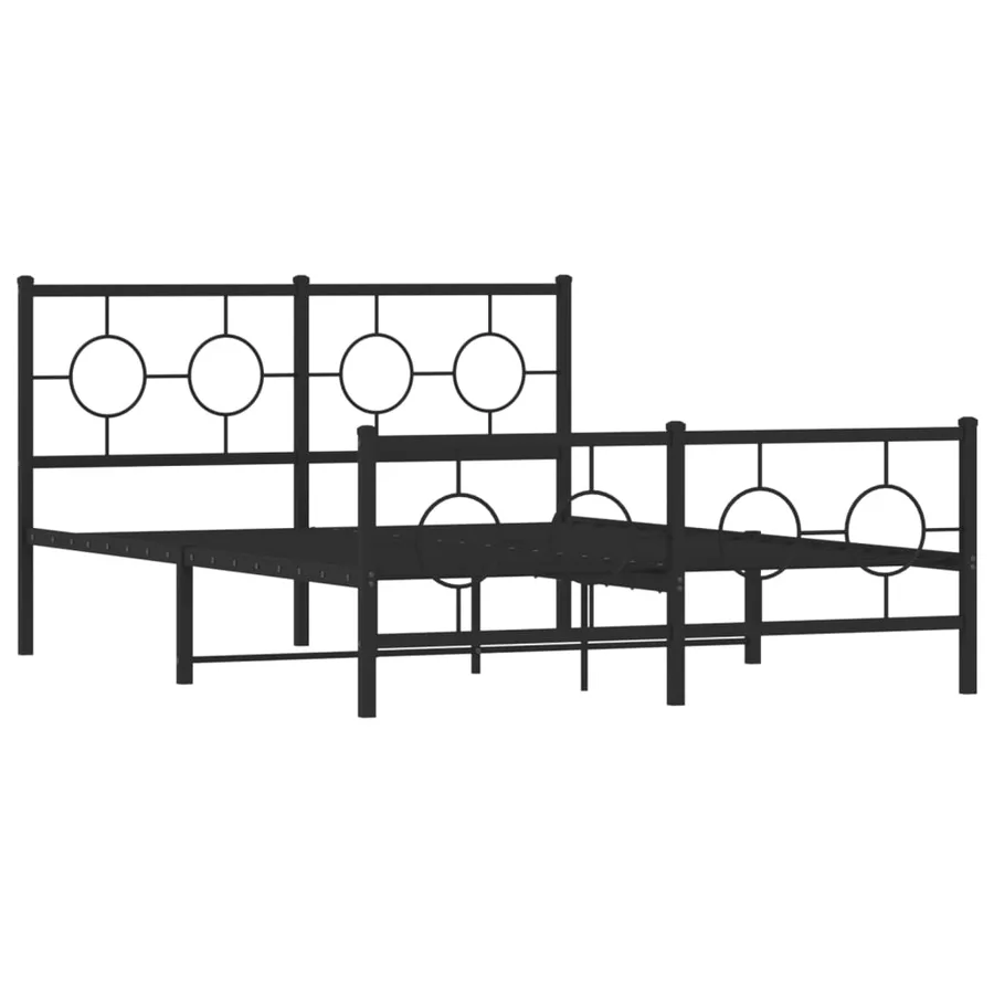 Cadre de lit métal sans matelas avec pied de lit noir 140x200cm - 3