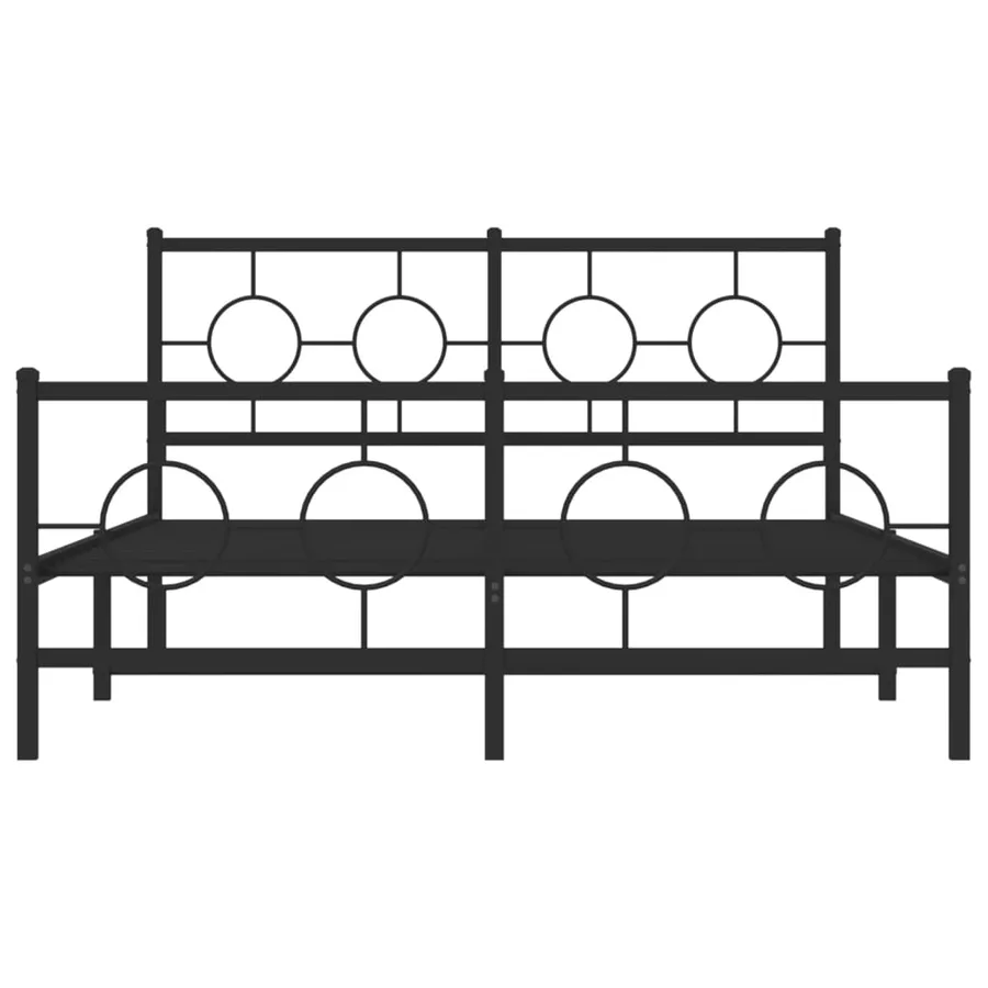 Cadre de lit métal sans matelas avec pied de lit noir 140x200cm - 5