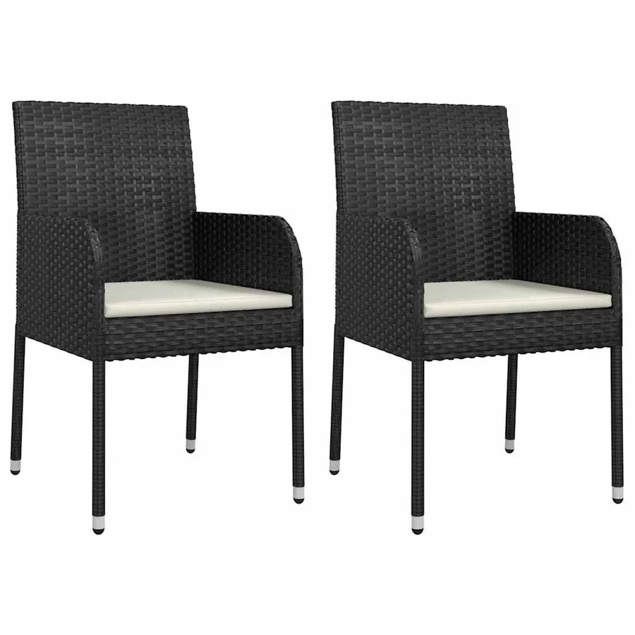 Ensemble à manger de jardin 9pcs coussins noir résine tressée - 3