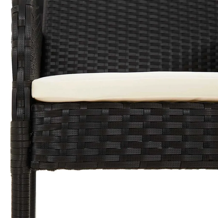 Ensemble à manger de jardin 9pcs coussins noir résine tressée - 5