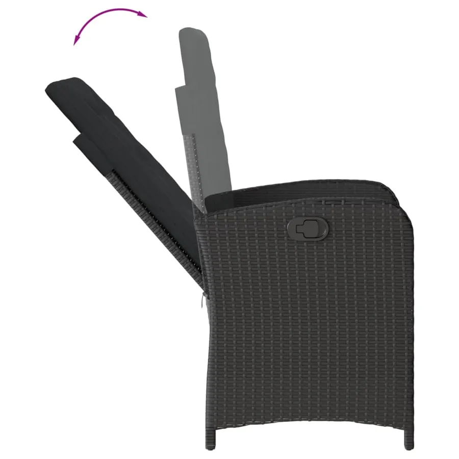 Ensemble à manger de jardin coussins 7pcs Noir Résine tressée - 5