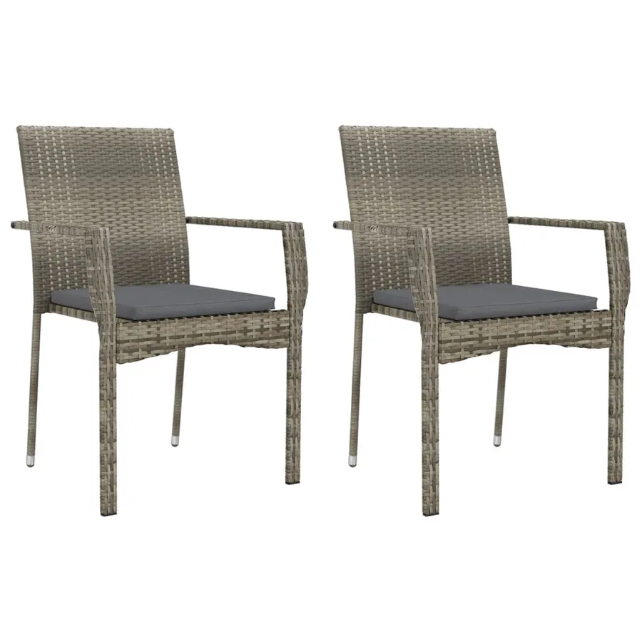 Ensemble à manger de jardin 9 pcs coussins gris résine tressée - 4