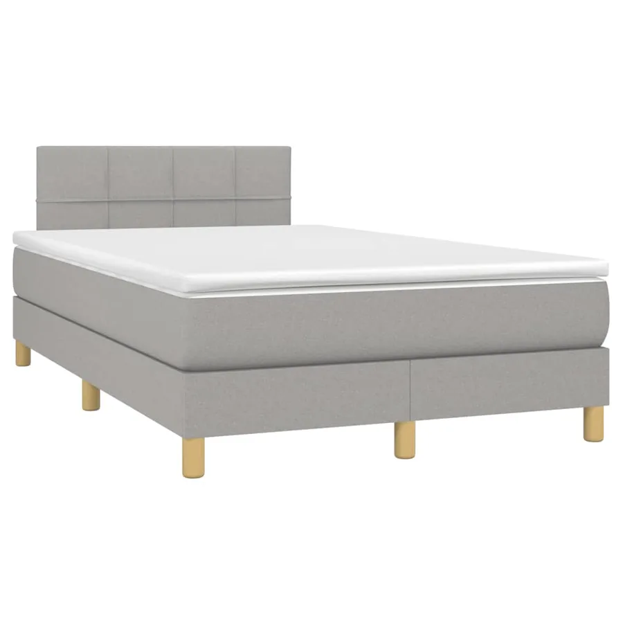 Sommier à lattes de lit matelas LED gris clair 120x190 cm tissu - 3