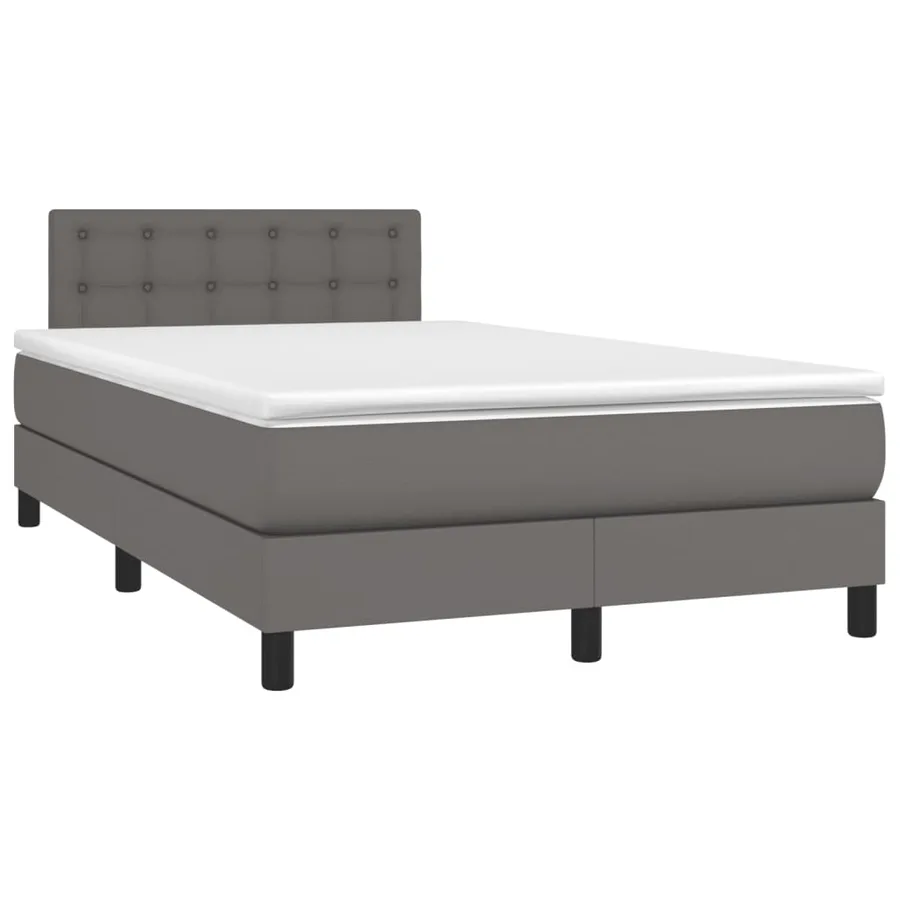 Sommier à lattes de lit avec matelas gris 120x190 cm similicuir - 2